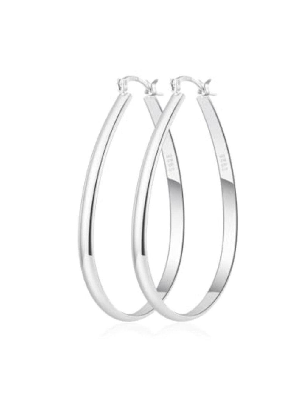 925 Sterling Silver Oval Hoop Earrings 14K Gold Plated Lightweight